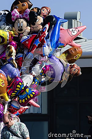 Clown playing in Tel-Aviv harbor Editorial Stock Photo